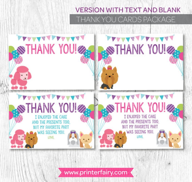 Pet Adoption Party, Puppy thank you cards, Puppy birthday, Dog birthday, Digital files, Instant download image 1