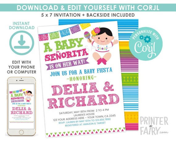 cinco de mayo baby shower invitations