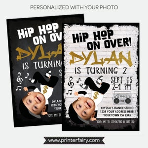 Hip Hop Invitation with Photo, Dance Party Invitation, Hip Hop Party, Music Invitation, Boys Personalized Digital Invitation, 2 options image 1