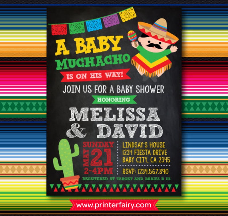Mexican Fiesta Baby Shower Invites Fiesta Baby Shower - Etsy