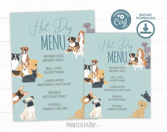 Puppy Adoption Birthday Menu, It's a Paw-ty! Pet Adoption Party, Dog Party Dinner Menu, Editable Puppy Dog Birthday Food Sign, Lets Pawty!