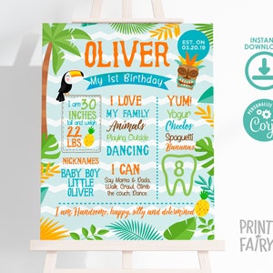 Luau Birthday Board, EDITABLE, Luau Birthday Decorations, EDIT YOURSELF Digital Birthday Board, Any Age, Hawaiian Party, Instant Download