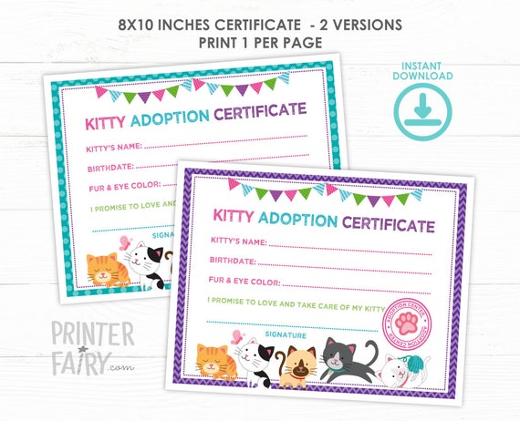 Cat Kitten Adoption Certificate, Colorful Cat Certificates Of Adoption, Adopt Cat Gifts For Cat Birthday Parties, Adopting A Pet Party Favors Supplies, 10 Pcs Pet Adoption Certificates -05 - View #4