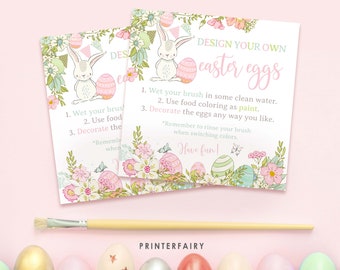 Paint Your Own Egg Printable Cards, Easter Party Activities, Easter Games, Egg Hunt Printables, Easter Sign, Instant Download