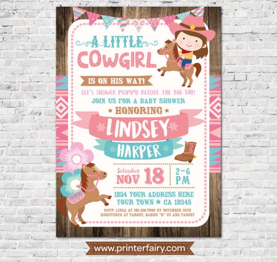 cowgirl baby shower invitations