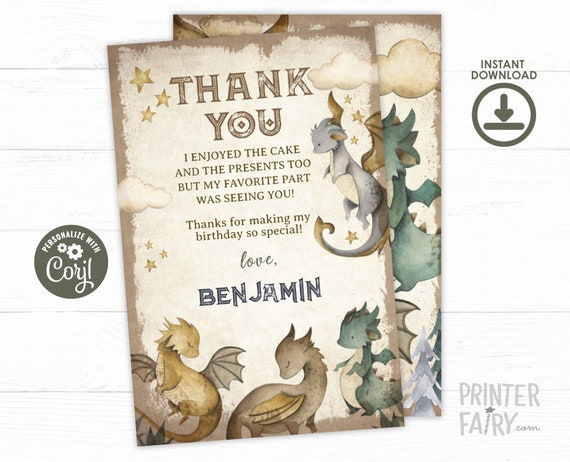 dragon-thank-you-cards-editable-dragon-thank-you-notes-castle