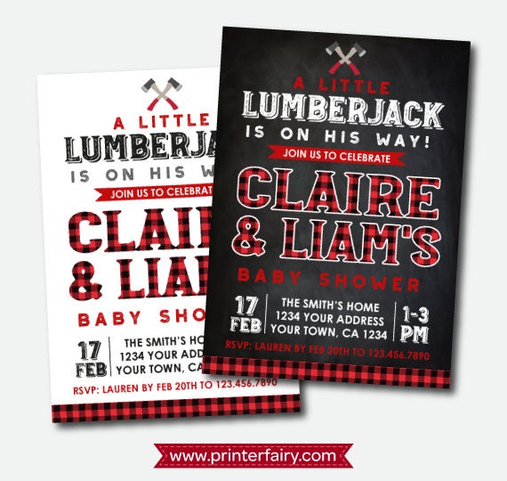 Lumberjack Baby Shower Invitation, Plaid Baby Shower Invitation, Boy Baby Shower, Personalized Digital Invite Il_570xn