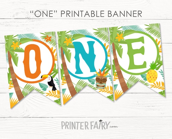 Luau ONE Banner, Luau 1st Birthday, Hawaiian Party, Luau Birthday Decorations, First Birthdat Printable Banner, INSTANT DOWNLOAD Il_570xn