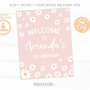 Daisy Welcome Sign, EDITABLE Daisy Birthday Party, Floral Birthday Party, Flower Birthday Party, Daisy Sign, INSTANT DOWNLOAD