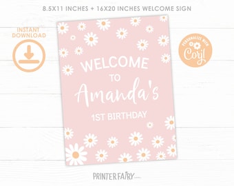 Daisy Welcome Sign, EDITABLE Daisy Birthday Party, Floral Birthday Party, Flower Birthday Party, Daisy Sign, INSTANT DOWNLOAD