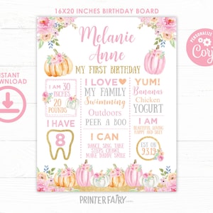 Little Pumkin Birthday Board, EDITABLE, Little Pumpkin Birthday Decorations, EDIT YOURSELF Digital Birthday Board, Any Age, Instant Download