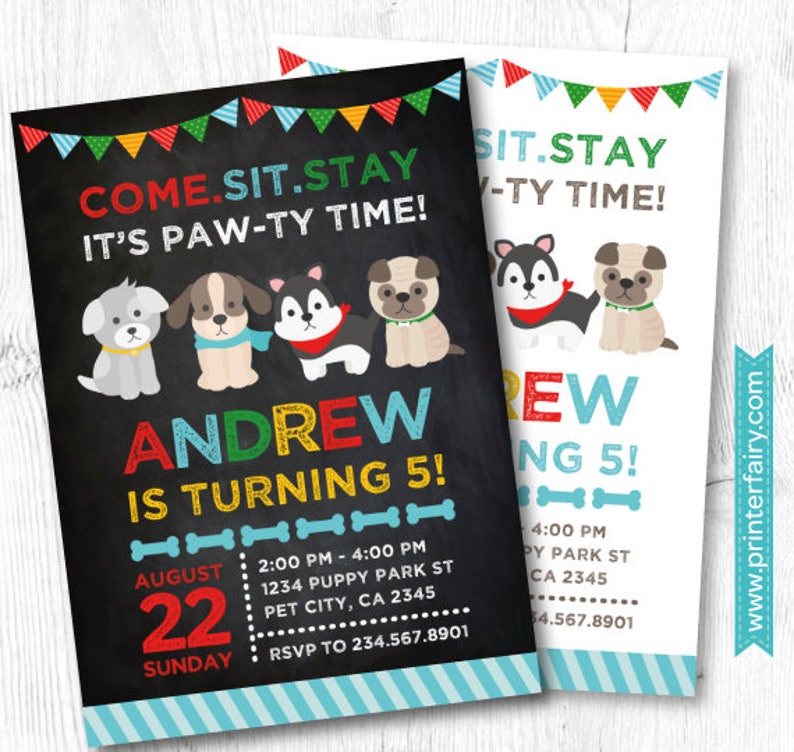 Puppy Invitation, Puppy Birthday Party, Pet adoption party, Puppy Adoption, Dog Invitation, Digital Invitation, 2 Options image 4