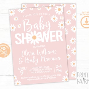 Daisy Baby Shower Invitation, EDITABL Baby Shower Invite, Floral Baby Shower, TÉLÉCHARGEMENT INSTANTANÉ