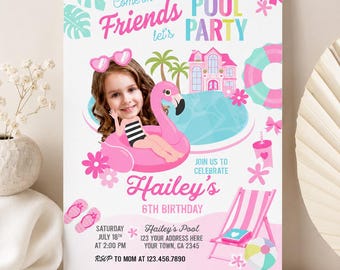 Custom Pool Party Invitation with Photo (Instant Download)