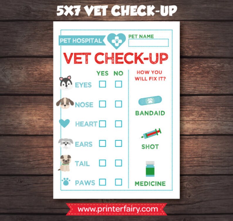 Pet Adoption Party Prints, Printable Vet check up, Puppy Birthday party, Digital files, Instant download image 2