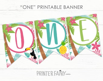 Luau ONE Banner, Luau 1st Birthday, Hawaiian Party, Luau Birthday Decorations, First Birthdat Printable Banner, INSTANT DOWNLOAD