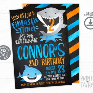 Shark Invitation, EDITABLE, Shark Birthday Invitation, Pool Party, Shark Invite, EDIT YOURSELF Digital Invitation, Instant Download