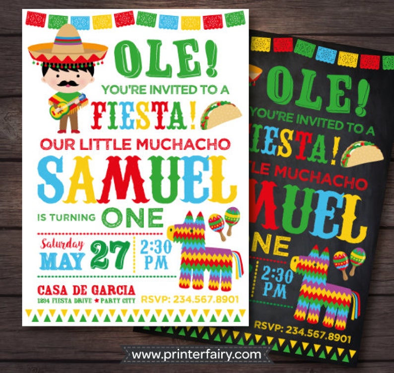 Fiesta Invitation, Cinco de Mayo Invitation, Fiesta First birthday Invitation, Mexican Birthday Invitation, Digital, 2 Options image 4