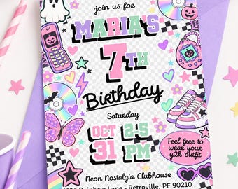 Halloween Girl Birthday Invitation for Any Age, Instant Download