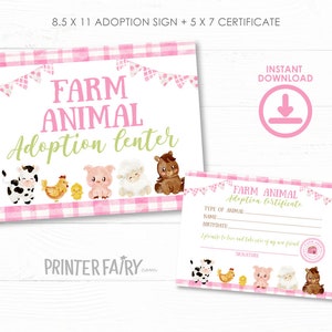 Farm Animals Adoption, Farm Birthday Party, Adopt a Farm Animal, Pet Adoption Party, Barnyard Birthday Games, INSTANT DOWNLOAD image 2