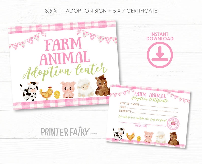 Farm Animals Adoption, Farm Birthday Party, Adopt a Farm Animal, Pet Adoption Party, Barnyard Birthday Games, INSTANT DOWNLOAD image 2