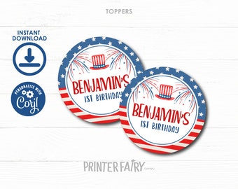 4th of July Toppers, Little Firecracker, Mr Independent, Miss Indepent Birthday Decorations, Independence Day, Instant Download