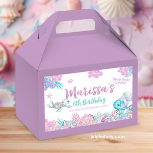 Under The Sea Party Gable Box Labels, Ocean Theme Party Decorations, Birthday Party Box Label, Editable, Instant Download Party Favors Boxes