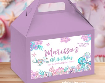 Under The Sea Party Gable Box Labels, Editable Favor Boxes (Digital Download)