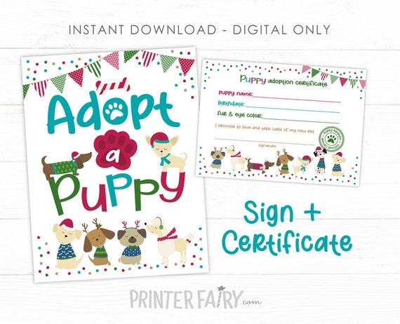 Puppy Adoption Certificate, Winter Party, Pawty Invitation, Dog Birthday, Pet Adoption Party Invitation, Pawty Invites, INSTANT DOWNLOAD Il_570xn