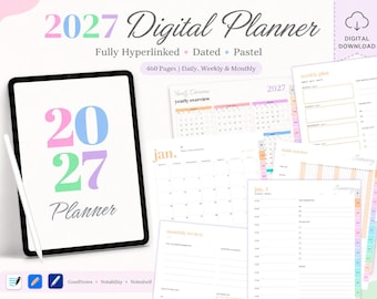 2027 Minimalist Digital Planner, Monthly Weekly Planning (Digital Download)