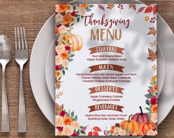 Thanksgiving Menu, EDITABLE Thanksgiving Dinner Menu, Little Pumpkin Party, Autumn Editable Sign, Thanksgiving Decorations, INSTANT DOWNLOAD