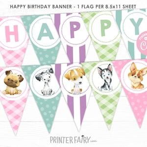 Puppy Birthday Banner, Dog Birthday Party, Dog Birthday Banner, Pet Adoption Party , Paw-ty Birthday, Puppy Birthday Decor, INSTANT DOWNLOAD