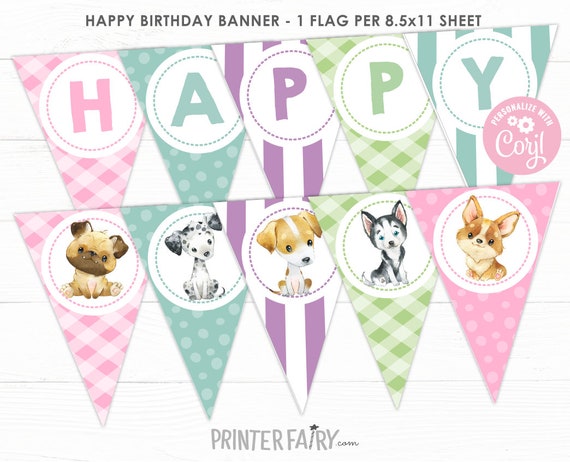 Puppy Birthday Banner, Dog Birthday Party, Dog Birthday Banner, Pet Adoption Party , Paw-ty Birthday, Puppy Birthday Decor, INSTANT DOWNLOAD Il_570xn