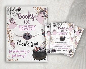 Little Boo Books for Baby Halloween Baby Shower Games EDITABLE Spooky Baby Shower Halloween Baby Sprinkle Sign and Inserts Instant Download