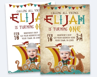 Viking Invitation with photo, Viking Birthday Party, Viking Invitation, 3 options, DIGITAL Personalized Invitation, Any Age