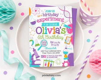 Editable Science Birthday Party Invitation