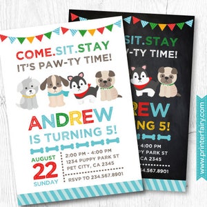 Puppy Invitation, Puppy Birthday Party, Pet adoption party, Puppy Adoption, Dog Invitation, Digital Invitation, 2 Options image 1