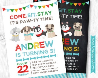 Puppy Invitation,  Puppy Birthday Party, Pet adoption party, Puppy Adoption, Dog Invitation, Digital Invitation, 2 Options