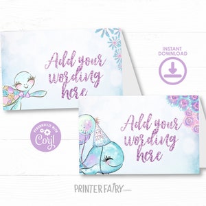 Under The Sea Party Food Tents, Sea Animals Party, Dinner Table Food Labels, Editable, Instant Download, Printable, Food Tents Template