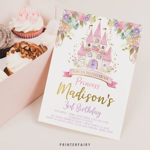 Princess Birthday Invitation, EDITABLE, Royal Birthday Invitation, Castle Birthday Party, Any age, EDIT YOURSELF Digital, Instant Download