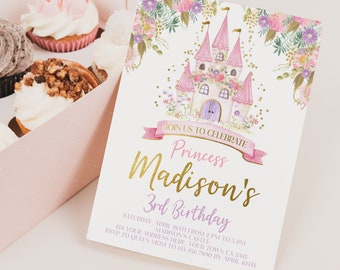 Princess Birthday Invitation, EDITABLE, Royal Birthday Invitation, Castle Birthday Party, Any age, EDIT YOURSELF Digital, Instant Download