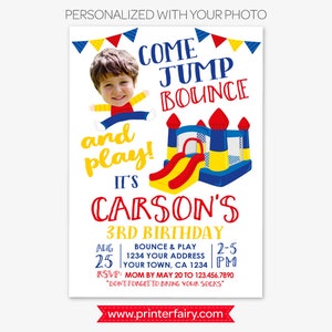 Jump Invitation with Photo, Bounce House Invitation, Trampoline Birthday, Jump Party, Personalized Printable DIGITAL Invite