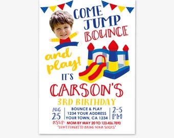 Jump Invitation with Photo, Bounce House Invitation, Trampoline Birthday, Jump Party, Personalized Printable DIGITAL Invite