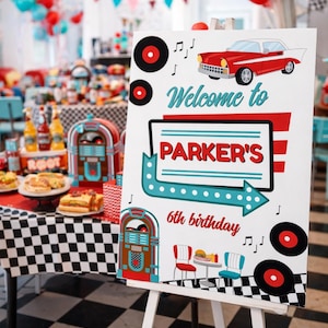 Plantilla editable para cartel de bienvenida de restaurante, DESCARGA INSTANTÁNEA