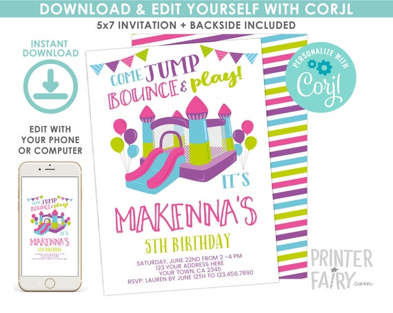 Trampoline Birthday Party Invitation