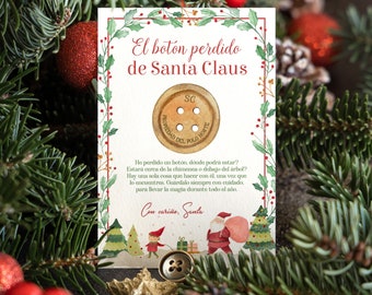 Botón Perdido de Santa: Diseño Editable, Estilo Navideño, Papa Noel, Descarga Inmediata, Editable en Corjl, En Español