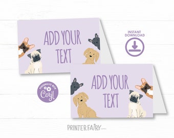 Puppy Adoption Birthday Food Tents, Pet Adoption Party, It's a Paw-ty! Dog Party Food Labels, Editable Puppy Dog Birthday Label, Lets Pawty!