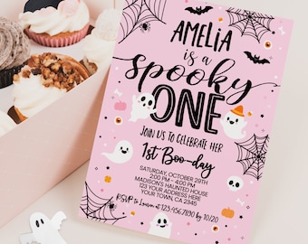 Spooky One Invitation, EDITABLE Halloween 1st Birthday Invitation, Ghost Invitation, Spooky Invitation, Spooktacular Party, INSTANT DOWNLOAD