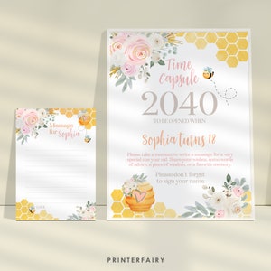 Editable Bee First Birthday Time Capsule, Honeycomb Design, Sweet One Bee Birthday Memory Keeper, Instant Download in Corjl