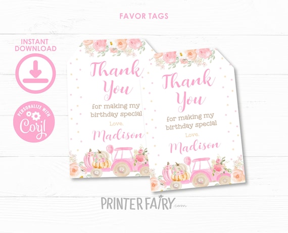 Pumpkin Patch Favor Tags, EDITABLE, Thanksgiving Thank You Tags, Little ...